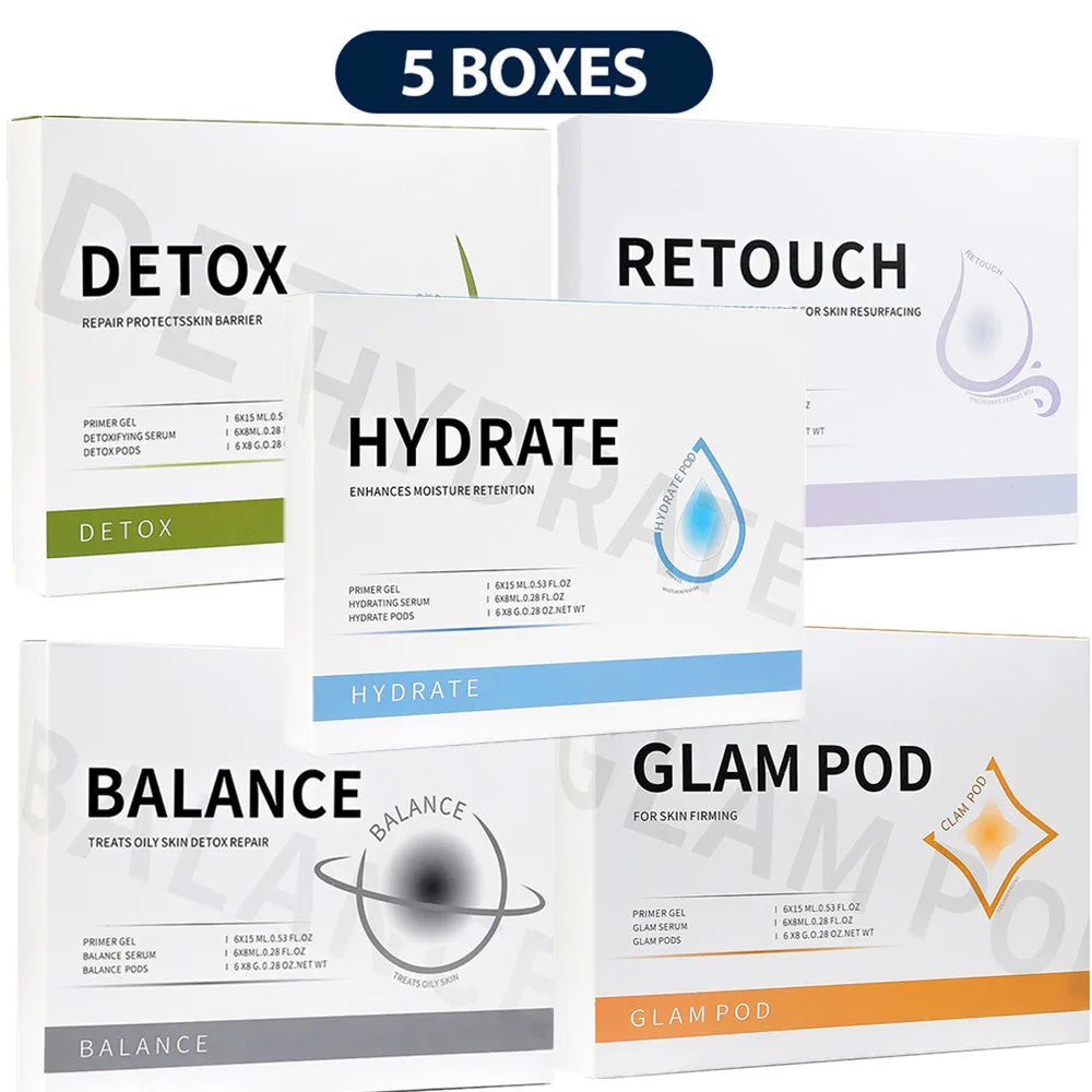 Glam Revive Hydrate Detox Illuminate kit Pods Serum Facial SPA Serum For Bubble Beauty Machine Facial Aqua CO2 Serum Gels