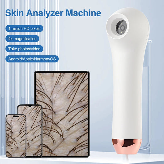 Portable Hair Follicle Scalp Detector 4X Magnifying Pore Magnifier Facial Skin Tester Analyzer Hair Scalp Diagnostic Machine