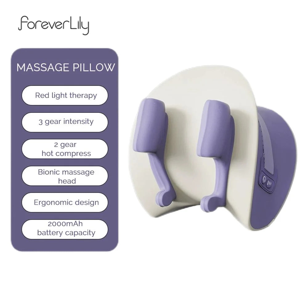 Foreverlily Electric Neck And Shoulder Massage Pillow Neck Cervical Back Waist Kneading Massager Cushion Trapezius masajeador