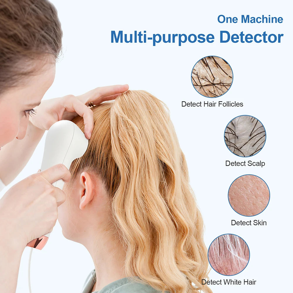 Portable Hair Follicle Scalp Detector 4X Magnifying Pore Magnifier Facial Skin Tester Analyzer Hair Scalp Diagnostic Machine