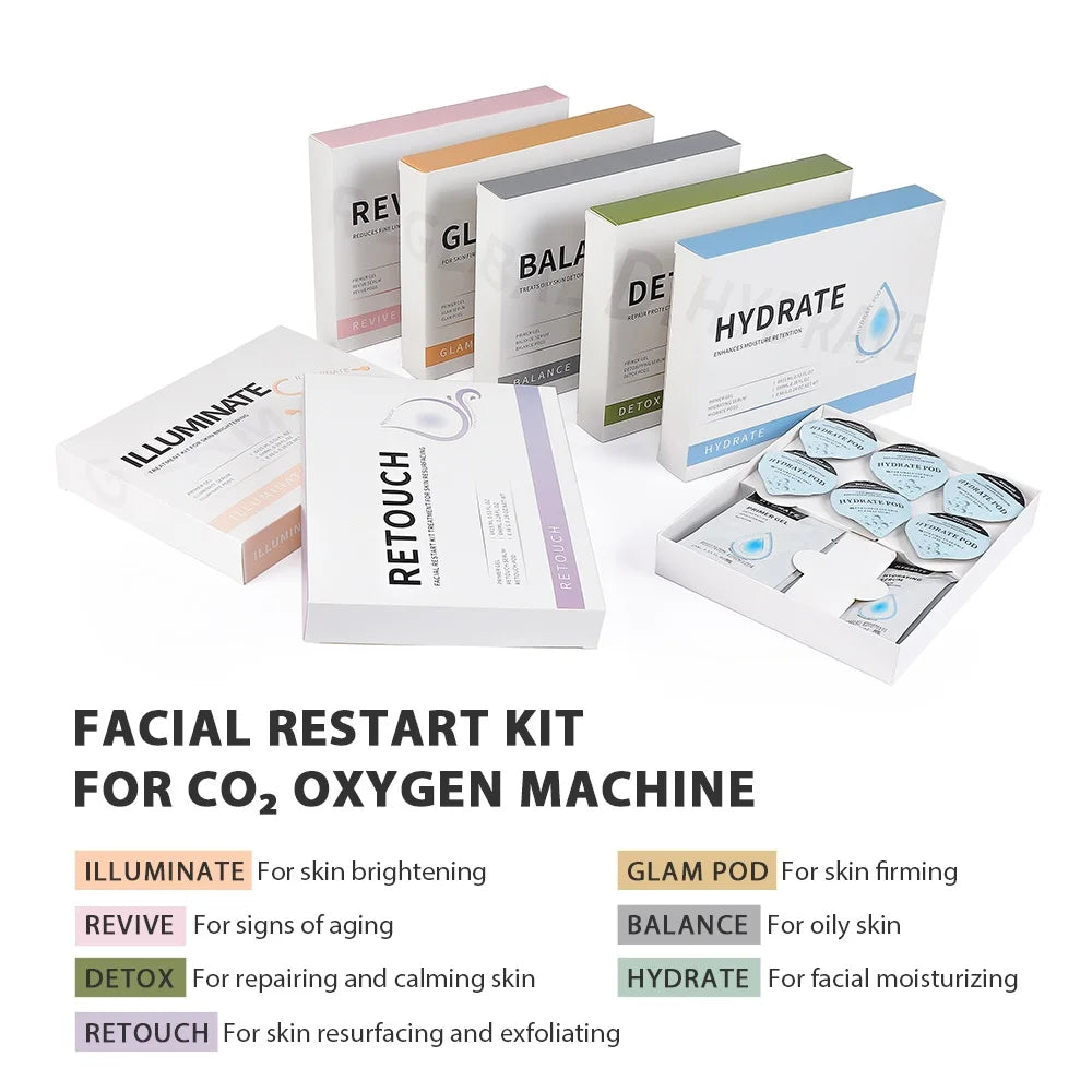 Glam Revive Hydrate Detox Illuminate kit Pods Serum Facial SPA Serum For Bubble Beauty Machine Facial Aqua CO2 Serum Gels