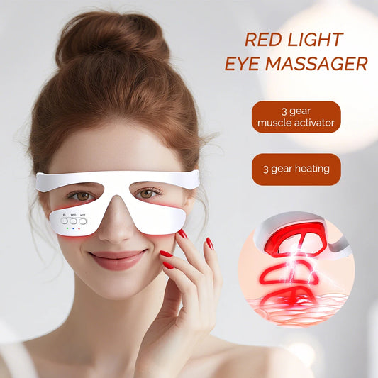 Electric Eye Massager Red Light Relieves Eye Fatigue Eyes Massage Glasses Hot Compress Eye Glasses Massager Dark Circles Remover