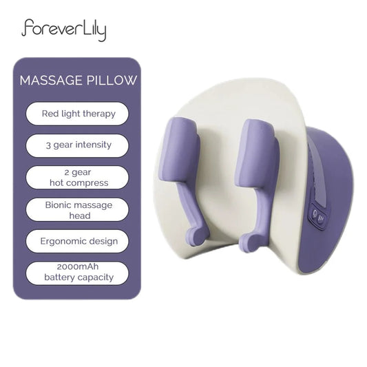 Foreverlily Electric Neck And Shoulder Massage Pillow Neck Cervical Back Waist Kneading Massager Cushion Trapezius masajeador