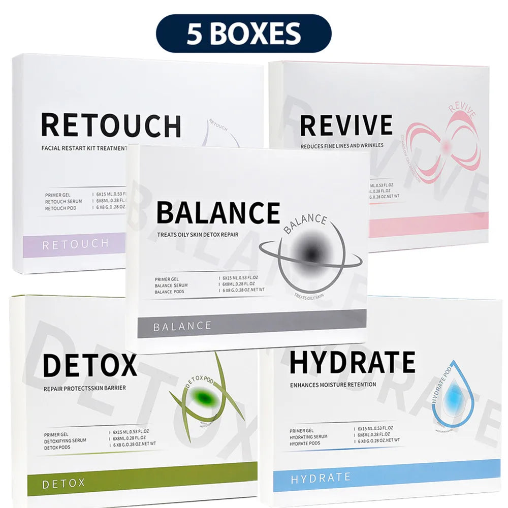 Glam Revive Hydrate Detox Illuminate kit Pods Serum Facial SPA Serum For Bubble Beauty Machine Facial Aqua CO2 Serum Gels