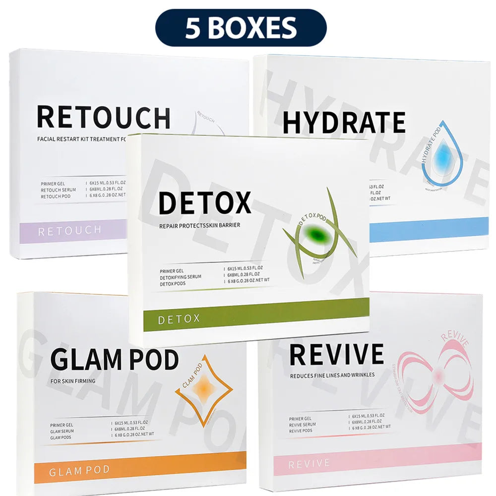 Glam Revive Hydrate Detox Illuminate kit Pods Serum Facial SPA Serum For Bubble Beauty Machine Facial Aqua CO2 Serum Gels