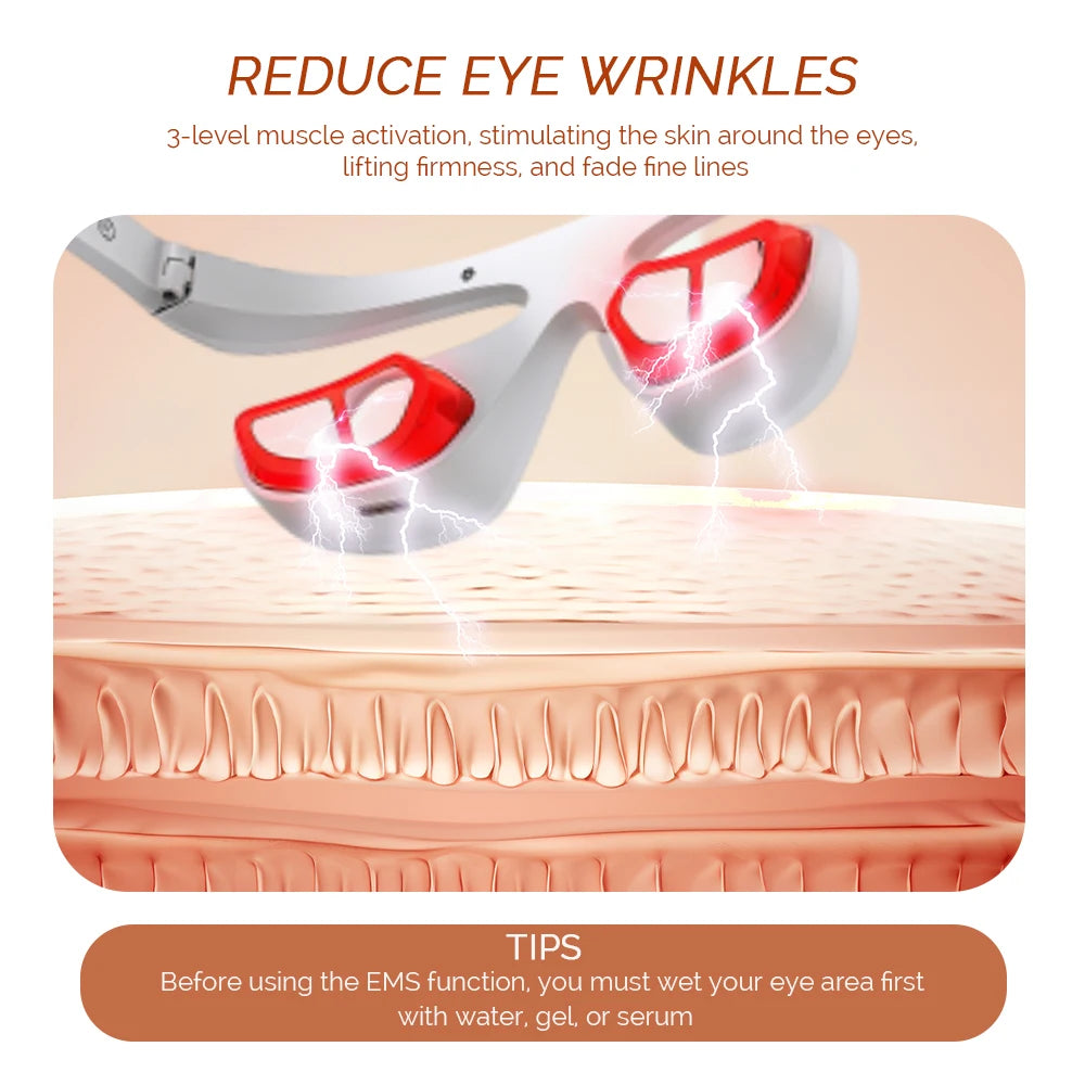 Electric Eye Massager Red Light Relieves Eye Fatigue Eyes Massage Glasses Hot Compress Eye Glasses Massager Dark Circles Remover
